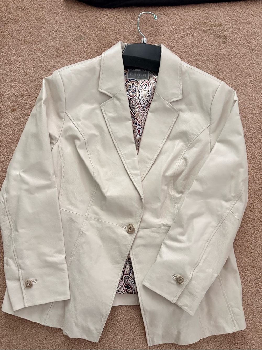 Women's Guillaume Cream Leather Blazer Jacket. Brand new, never worn